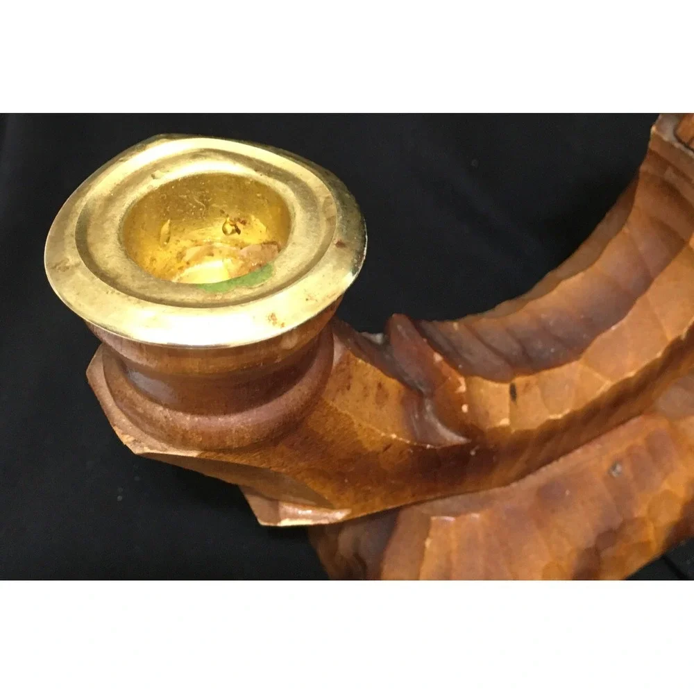 Vintage Scottish Terrier Scotty Dog Hand Carved Wooden Double Candle Holder